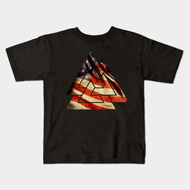 'Merica Valknut Kids T-Shirt by eightbitpanda